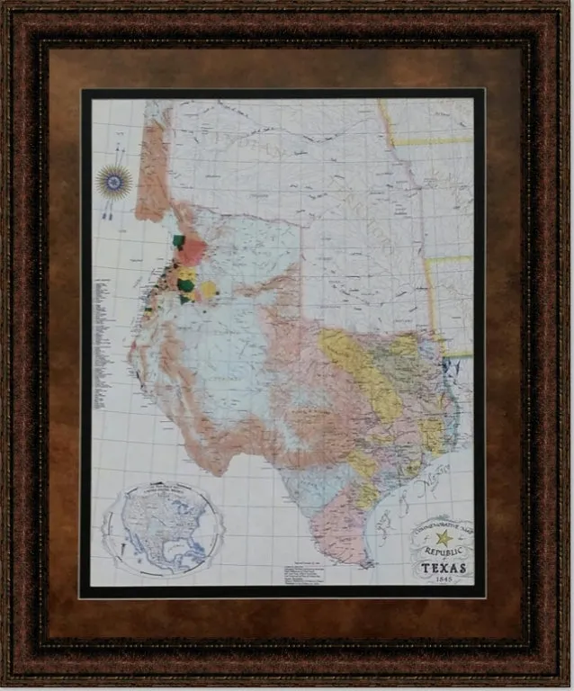 1845 Republic of Texas Map Canvas Print