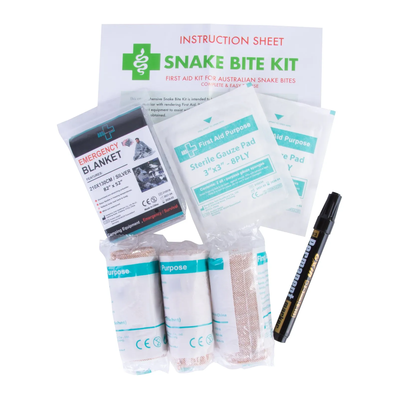 2x 9 Piece | Australian Snake Bite First Aid Kit | Camping | Hiking | Travel