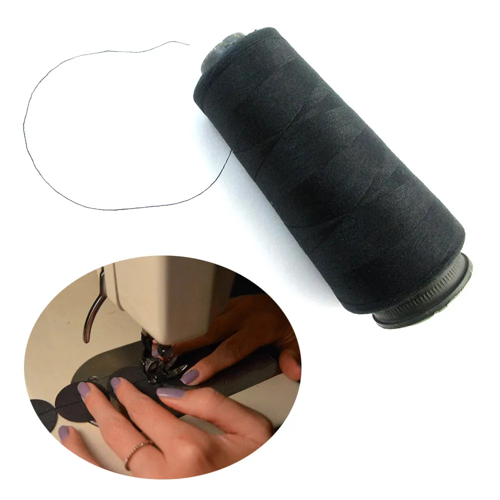 3 Spools Black Sewing Thread Machine 3000 Yard 100% Polyester Upholstery Leather