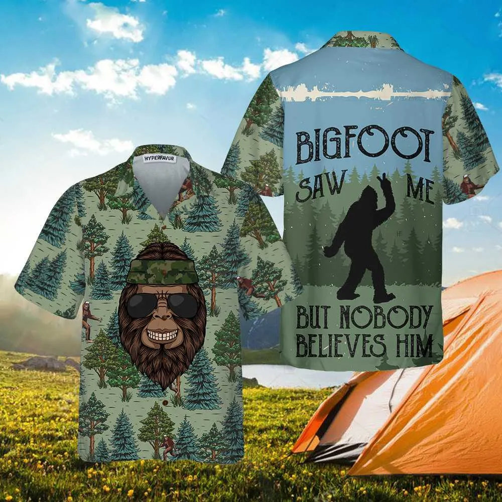 Bigfoot Saw Me Camping Hawaiian Shirt, Funny Camping Shirt For Men And Women