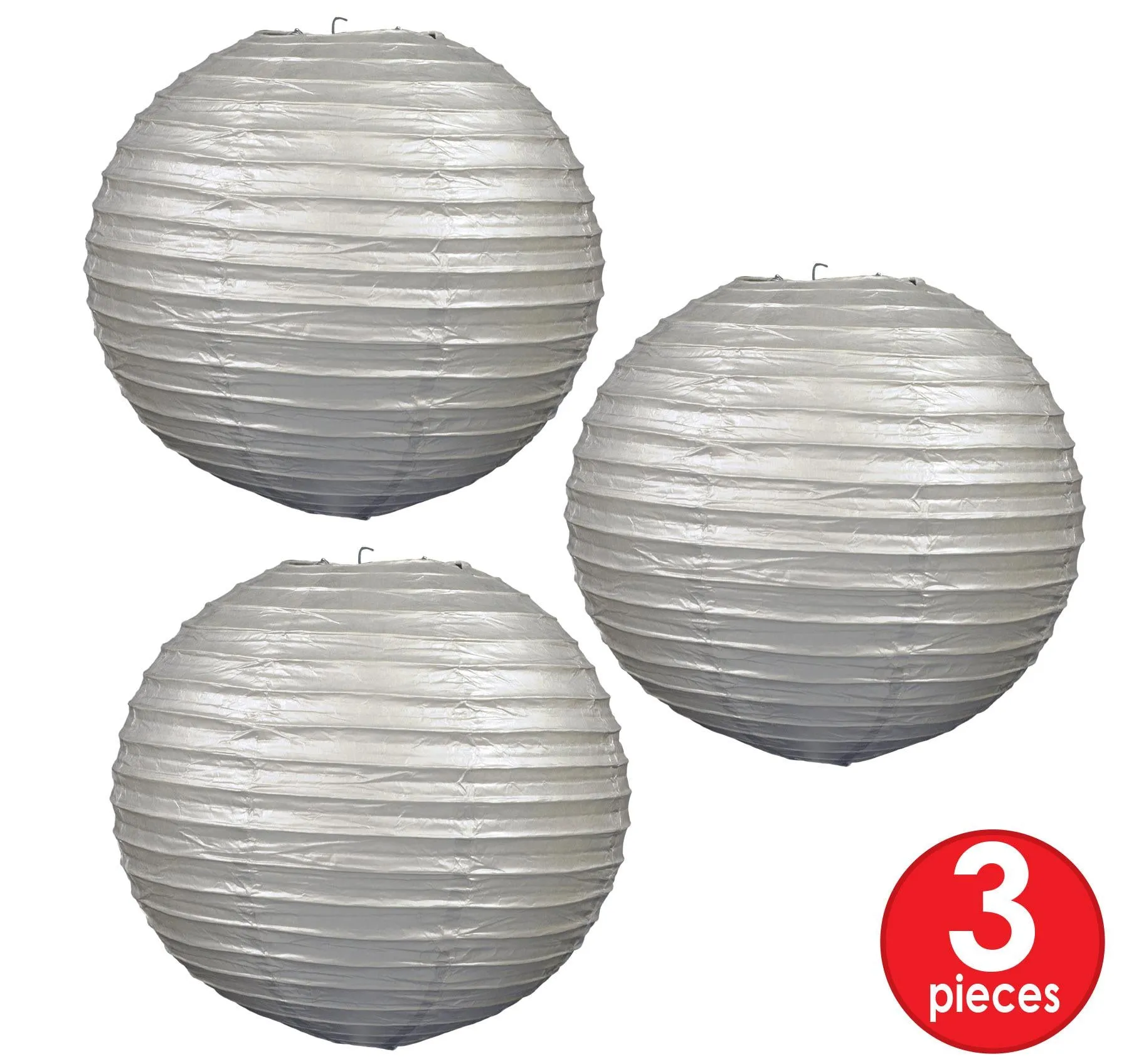 Party Paper Lanterns silver (3 per Package)