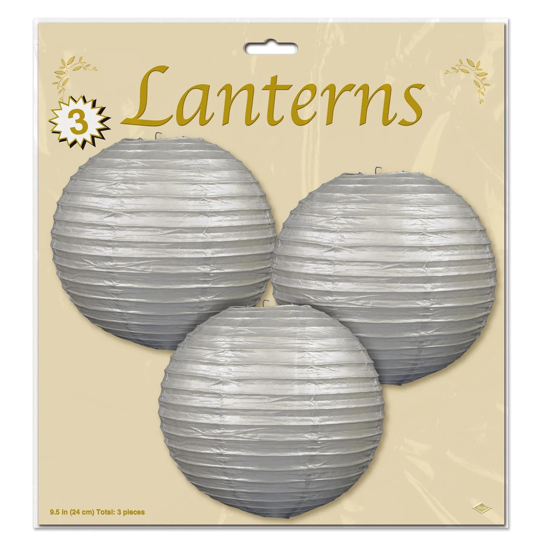 Party Paper Lanterns silver (3 per Package)
